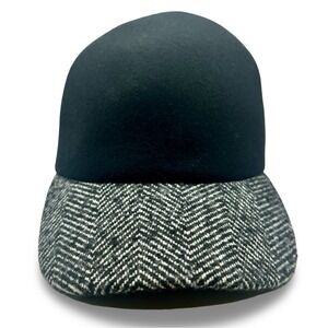 A New Day Black & Herringbone 100% Wool Felt Hat One Size Preppy Collegiate
